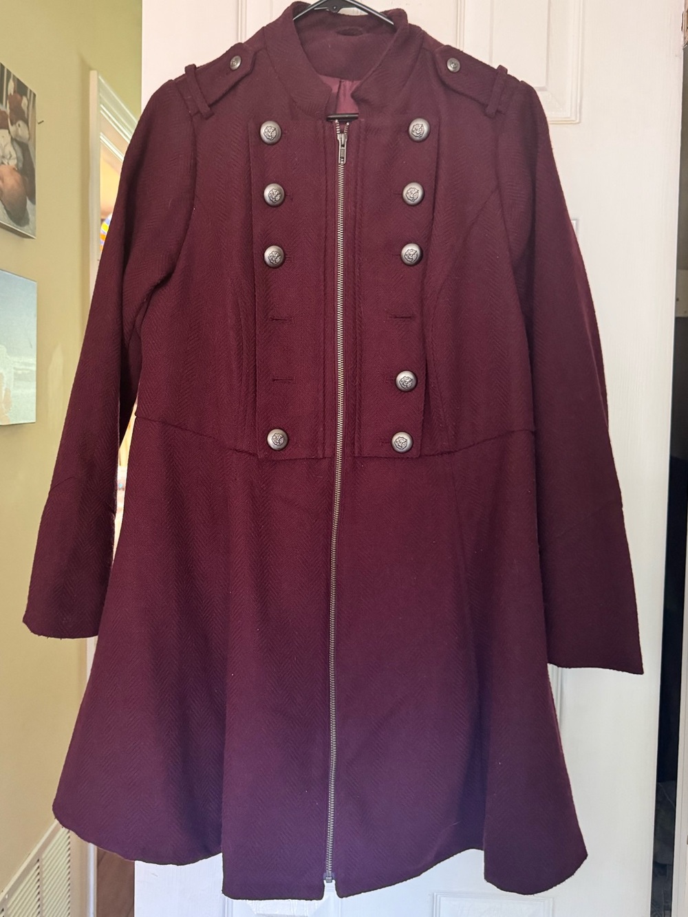 Torrid Burgundy Military-Style Coat 2X